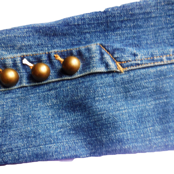 Blue Denim Jacket Embroidered Floral Jean Jacket Coat Blazer - Picture 5 of 7